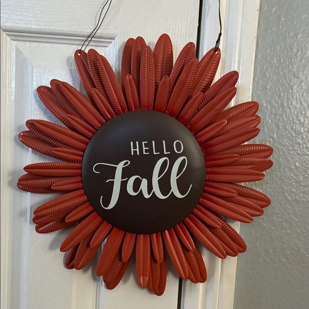 Hello Fall rust orange and Brown Wall Decor